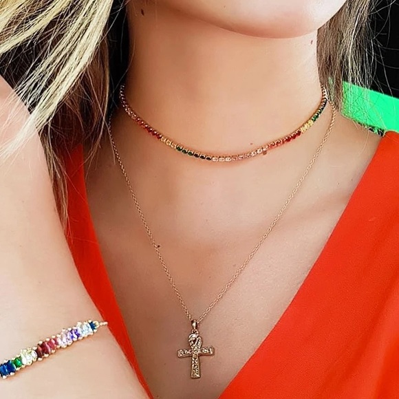Rainbow chocker - necklace - Picture 1 of 7